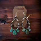 Teardrop turquoise and Sterling Pearl earrings