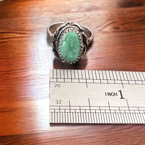 Turquoise ring - Turquoise nugget on sterling- Size 6