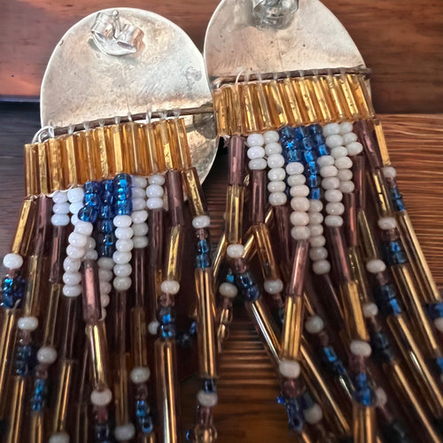 Concho earrings - Native dangle sterling concho post earrings