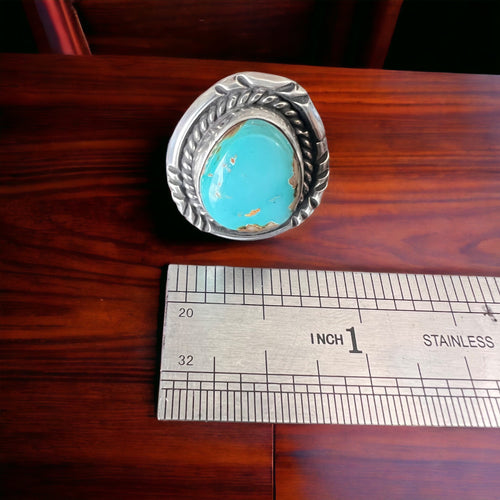 Turquoise ring - large gorgeous turquoise nugget - size 6