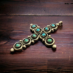 Turquoise pendant - Turquoise snake eye cross pendant - sale price