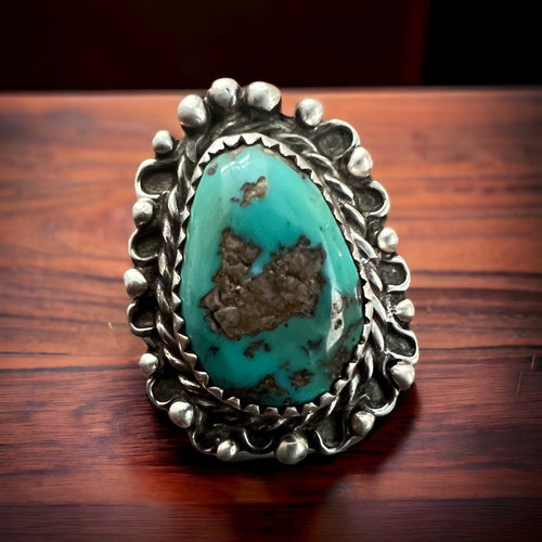 Turquoise ring on sterling silver - size 5.5