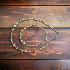 Turquoise necklace - 22 inch long with green, brown and beige tones