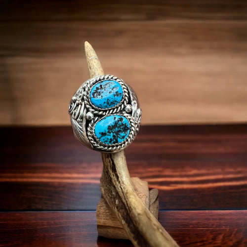 Leonard Spencer Turquoise & Sterling Silver Ring Size 12