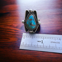 Turquoise ring - beautiful cabochon and Zuni style base - Size 7
