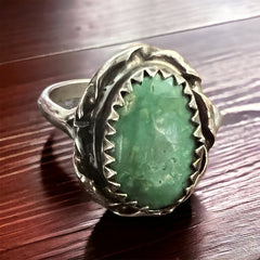 Turquoise ring - Turquoise nugget on sterling- Size 6