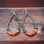 3mm Navajo style teardrop earrings with spiny oyster