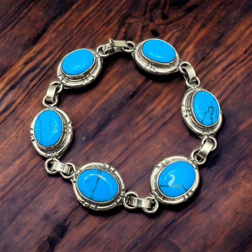 Sterling silver turquoise braclet - 7 inch