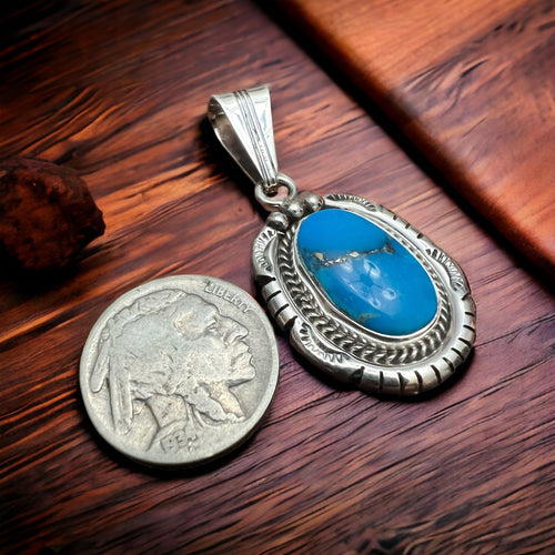 Samuel Yellowhair Turquoise and sterling Pendant