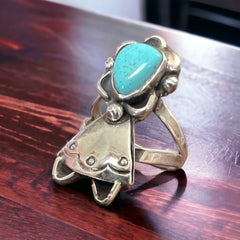 Turquoise ring - Kachina turquoise ring - Size 6
