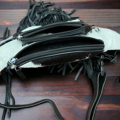 Cowhide Fanny Pack - Black and White