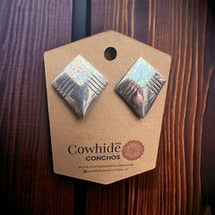 Concho earrings - Navajo concho and opal and sterling post earrings