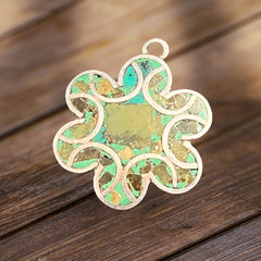 Turquoise pendant - Turquoise inlay pendant with makers hallmark