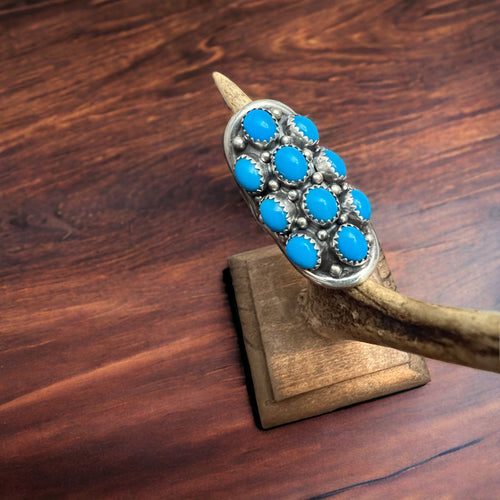 Navajo turquoise cluster ring - size 6 - Cowhide and Conchos