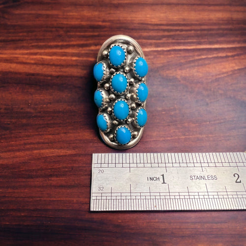 Navajo turquoise cluster ring - size 6 - Cowhide and Conchos