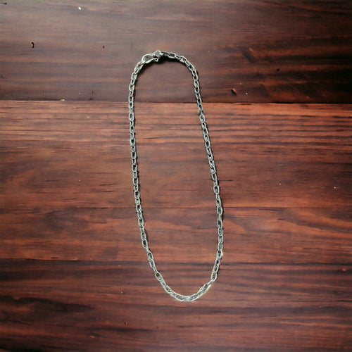 Oxidized Sterling Silver 4.6mm Twisted Oval Cable Chain - Cowhide and Conchos