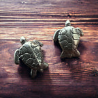 Sea Turtle post earrings - Sterling silver - Cowhide and Conchos