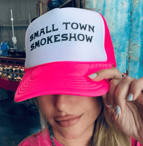 Small Town Smokeshow Trucker Hat - Cowhide and Conchos
