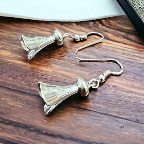Squash Blossom Earring - Large - Cowhide and Conchos