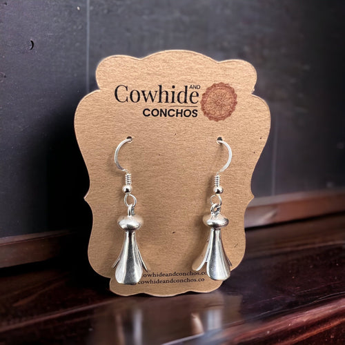 Squash Blossom Earring - Large - Cowhide and Conchos