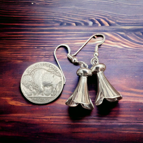 Squash Blossom Earring - Large - Cowhide and Conchos