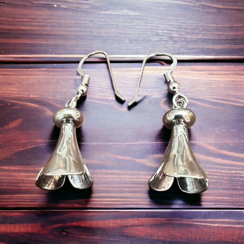Squash Blossom Earring - Large - Cowhide and Conchos