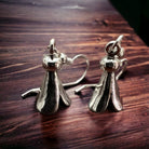 Squash blossom earring - small - Cowhide and Conchos