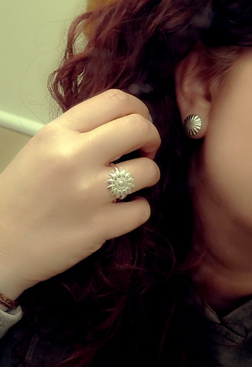 Starburst Concho Earrings - Cowhide and Conchos