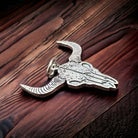 Sterling cow skull charm/pendant - Cowhide and Conchos