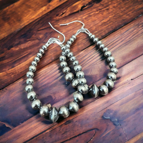 Sterling pearl earrings - 2 1/2 inch drop - Very popular! - Cowhide and Conchos