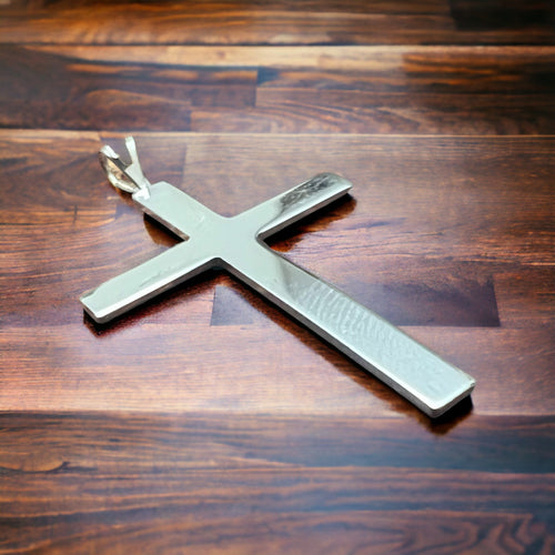 Sterling Silver Cross Pendant - Cowhide and Conchos