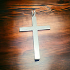 Sterling Silver Cross Pendant - Cowhide and Conchos