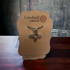 Sterling Zia pendant - Cowhide and Conchos