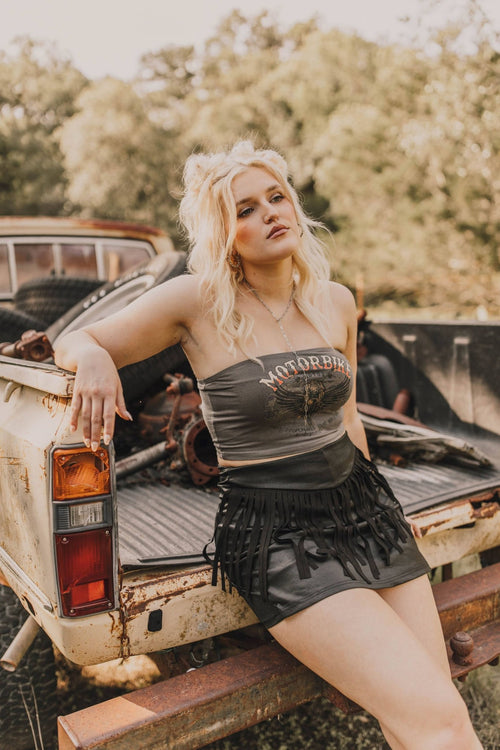 The Round Up Skort by 2 Fly - Large available - Cowhide and Conchos