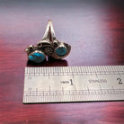 Vintage Native American handmade sterling silver and turquoise ring - Size 5 - Cowhide and Conchos