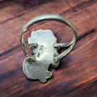 Vintage Native American handmade sterling silver and turquoise ring - Size 5 - Cowhide and Conchos