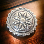 Western concho ring - Texas big & bold ring - Sterling silver - Cowhide and Conchos