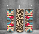 Western Pattern Tumbler - Cowhide and Conchos