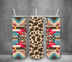 Western Pattern Tumbler - Cowhide and Conchos