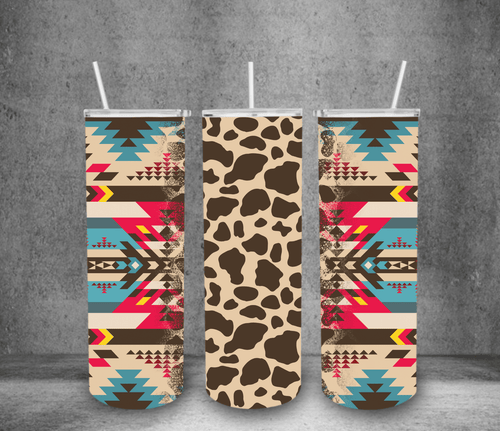 Western Pattern Tumbler - Cowhide and Conchos